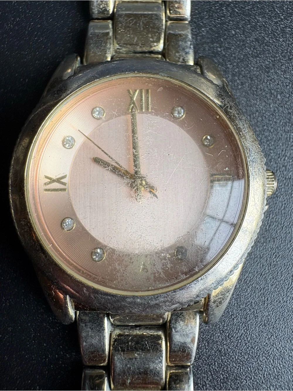 Gold-Tone‎ Pink Dial Women's Bracelet Watch